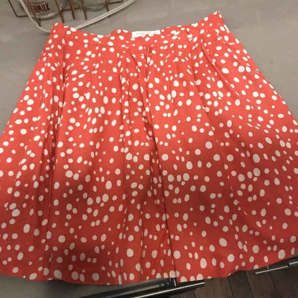 Forever 21 Women’s Flare Skirt Coral w/ Polka Dots - Picture 7 of 8